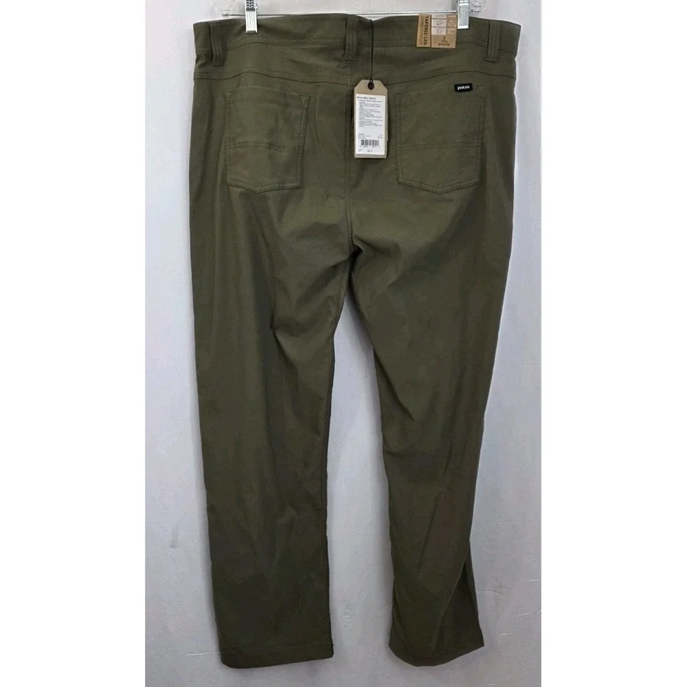 PrAna Brion Slim ReZion Pant II Pants Mens 42x32 Slate Green Hiking Outdoor NEW